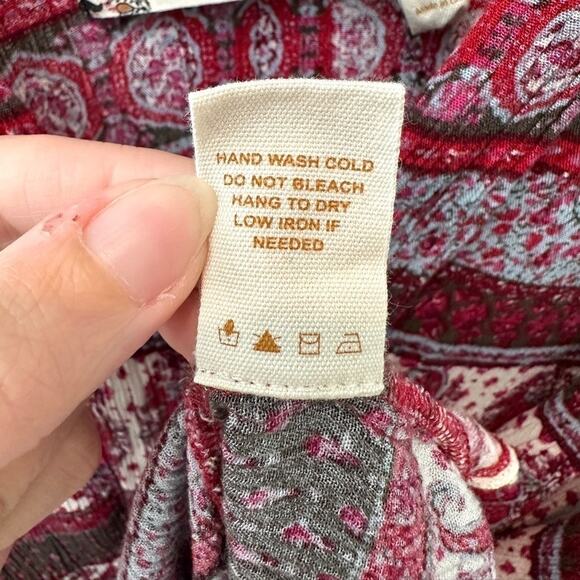 ANTHROPOLOGIE | Chelsea & Violet Boho Tunic Top Red Purple Mixed Print | Small - Picture 7 of 7